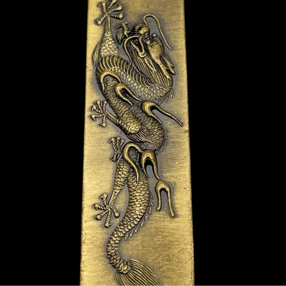 Brass Descendants of The Dragon Keychain Double Sided Design Nice Patina